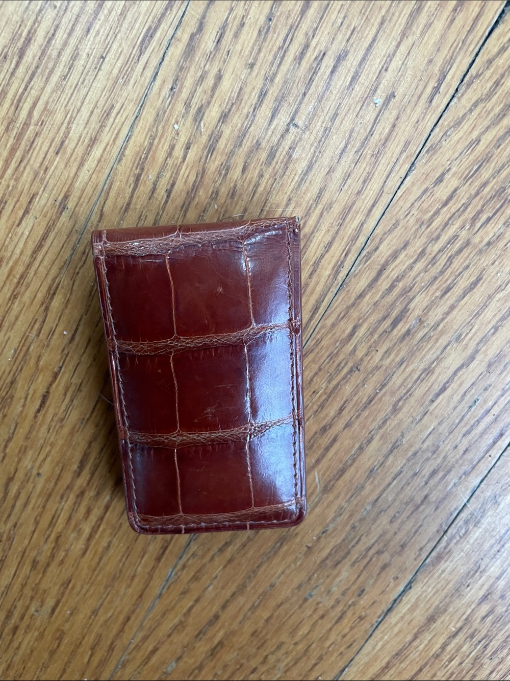 Brown Croc-Embossed Leather Money Clip Wallet - Johnston & Murphy